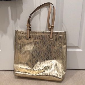 Michael Kors gold foil logo tote